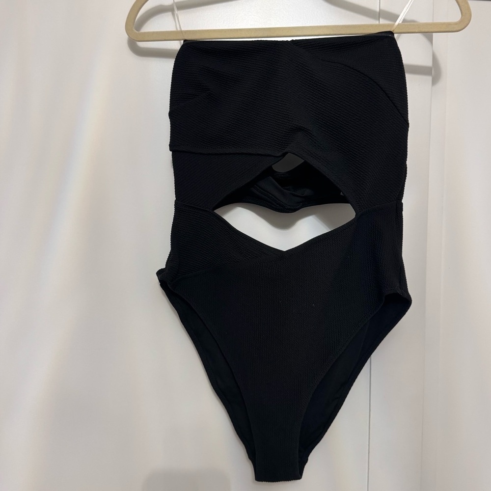 H&M Black Textured Swimsuit